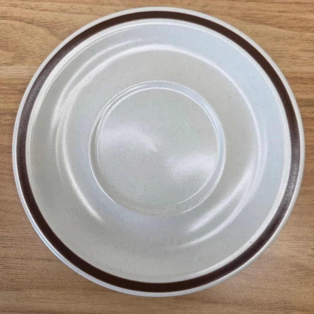 4 Vintage Woodhaven Collection Sandusky Saucers Stoneware Brown Band Japan